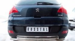 16 499 р. Защита заднего бампера (Ø 63 и 42 мм, нержавейка) SLITKOFF Peugeot 3008 дорестайлинг (2009-2013)  с доставкой в г. Кемерово. Увеличить фотографию 1