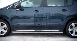 12 299 р. Защита порогов Russtal из круглой трубы диаметром 63 мм Peugeot 3008 рестайлинг (2013-2017) (Защита порогов с со скосами на торцах (вариант 1))  с доставкой в г. Кемерово. Увеличить фотографию 2
