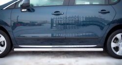 12 299 р. Защита порогов Russtal из круглой трубы диаметром 63 мм Peugeot 3008 рестайлинг (2013-2017) (Защита порогов с со скосами на торцах (вариант 1))  с доставкой в г. Кемерово. Увеличить фотографию 8