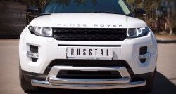 22 099 р. Защита переднего бампера (2 трубыØ76 и 42 мм, нержавейка) SLITKOFF  Land Rover Range Rover Evoque  1 L538 (2011-2015) дорестайлинг 3 дв., дорестайлинг 5 дв.  с доставкой в г. Кемерово. Увеличить фотографию 1