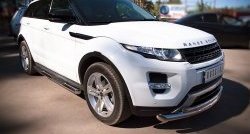 24 549 р. Защита порогов с пластиковыми вставками для ног SLITKOFF из круглой трубы диаметром 76 мм (Dynamic) Land Rover Range Rover Evoque 1 L538 дорестайлинг 5 дв. (2011-2015)  с доставкой в г. Кемерово. Увеличить фотографию 3
