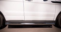 24 549 р. Защита порогов с пластиковыми вставками для ног SLITKOFF из круглой трубы с закругленными торцами диаметром 76 мм (Dynamic) Land Rover Range Rover Evoque 1 L538 дорестайлинг 5 дв. (2011-2015)  с доставкой в г. Кемерово. Увеличить фотографию 2