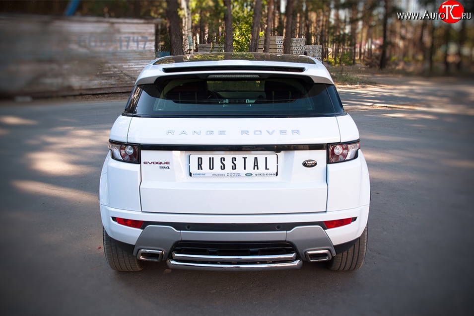 17 999 р. Защита заднего бампера (к-я DYNAMIC, Ø63 и 42 мм, нержавейка) SLITKOFF  Land Rover Range Rover Evoque  1 L538 (2011-2015) дорестайлинг 3 дв., дорестайлинг 5 дв.  с доставкой в г. Кемерово