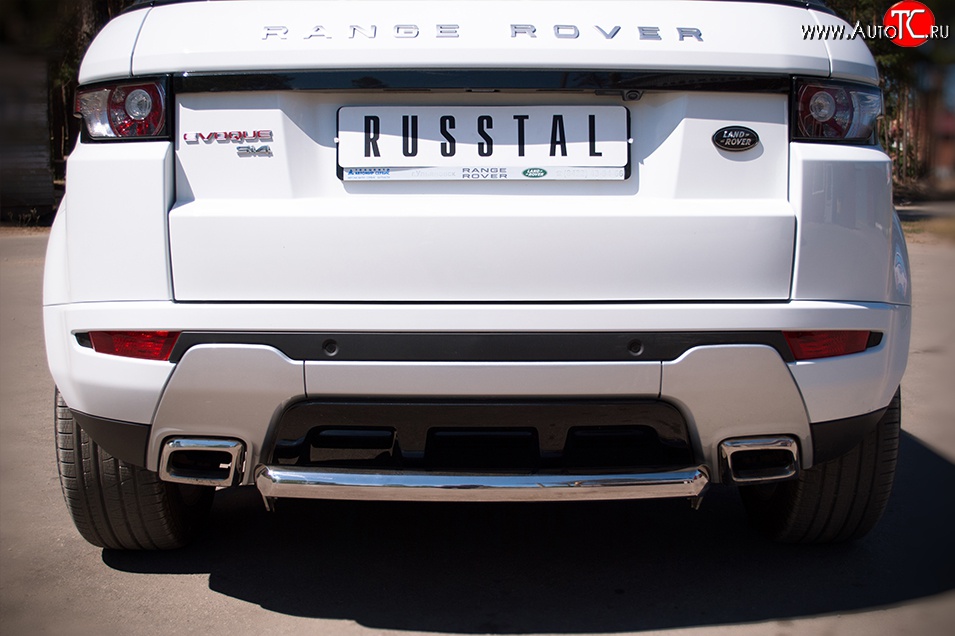 15 349 р. Защита заднего бампера (Ø76 мм, нержавейка, Dynamic) SLITKOFF  Land Rover Range Rover Evoque  1 L538 (2011-2018) дорестайлинг 3 дв., дорестайлинг 5 дв., рестайлинг 3 дв., рестайлинг 5 дв.  с доставкой в г. Кемерово