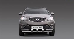 Защита переднего бампера Petroil Tuning из труб диаметром по 63 мм с зубьями SSANGYONG Actyon (2010-2013) дорестайлинг