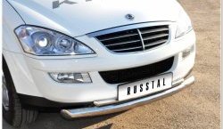 10 949 р. Защита переднего бампера (2 трубыØ63 и 42 мм, нержавейка) Russtal SSANGYONG Kyron дорестайлинг (2005-2007)  с доставкой в г. Кемерово. Увеличить фотографию 2