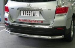 17 849 р. Защита заднего бампера (Ø76 мм, нержавейка) SLITKOFF  Toyota Highlander  XU40 (2010-2013) рестайлинг  с доставкой в г. Кемерово. Увеличить фотографию 1