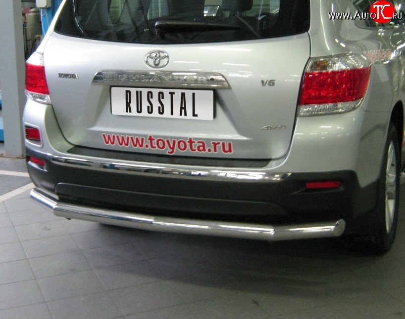 17 849 р. Защита заднего бампера (Ø76 мм, нержавейка) SLITKOFF  Toyota Highlander  XU40 (2010-2013) рестайлинг  с доставкой в г. Кемерово