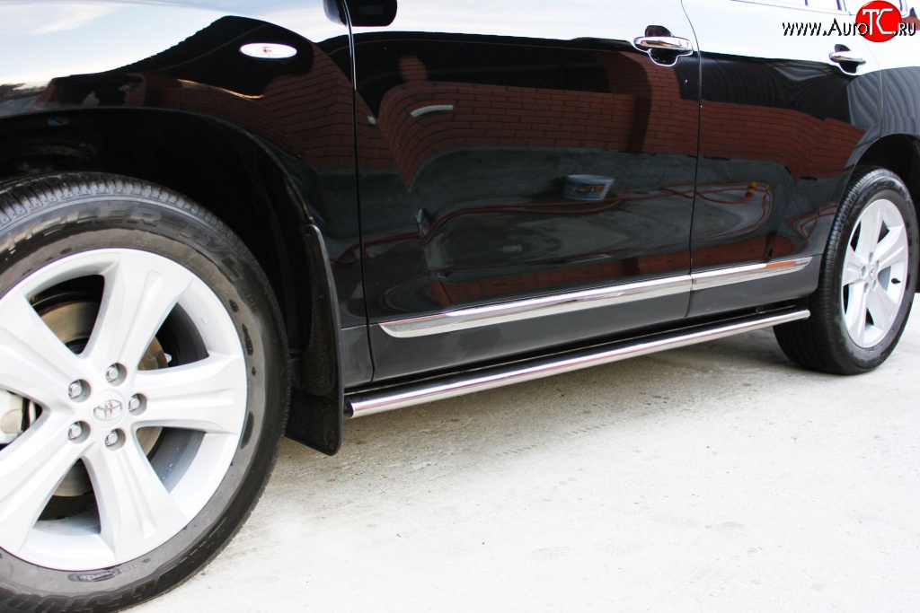 26 199 р. Защита порогов Russtal из овальной трубы диаметром 75x45 мм Toyota Highlander XU40 рестайлинг (2010-2013)  с доставкой в г. Кемерово