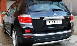 Защита заднего бампера (Ø75х42 мм, нержавейка) Russtal Toyota Highlander XU40 рестайлинг (2010-2013)