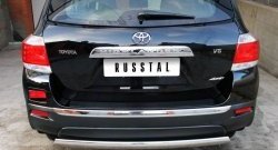 11 599 р. Защита заднего бампера (Ø75х42 мм, нержавейка) Russtal Toyota Highlander XU40 рестайлинг (2010-2013)  с доставкой в г. Кемерово. Увеличить фотографию 3