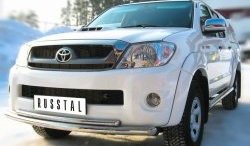 16 949 р. Защита переднего бампера (2 трубыØ63 и 42 мм, нержавейка) SLITKOFF  Toyota Hilux  AN10,AN20 (2008-2011) 1-ый рестайлинг  с доставкой в г. Кемерово. Увеличить фотографию 2