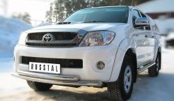 17 299 р. Защита переднего бампера (2 трубыØ63 мм, нержавейка) SLITKOFF  Toyota Hilux  AN10,AN20 (2008-2011) 1-ый рестайлинг  с доставкой в г. Кемерово. Увеличить фотографию 1