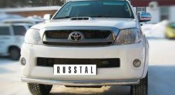 Одинарная защита переднего бампера SLITKOFF диаметром 63 мм Toyota Hilux  AN10,AN20 (2008-2011) 1-ый рестайлинг