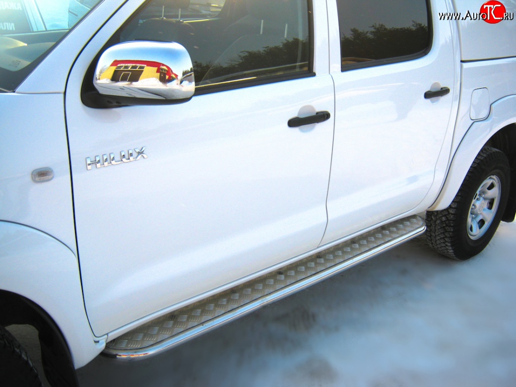 24 649 р. Широкая защита порогов SLITKOFF  Toyota Hilux ( AN10,AN20,  AN20,AN30) (2008-2016) 1-ый рестайлинг,  2-ой рестайлинг  с доставкой в г. Кемерово