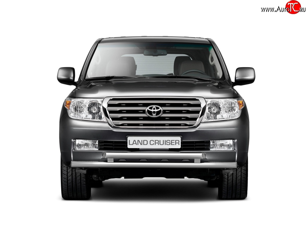11 799 р. Двойная защита переднего бампера Petroil Tuning из труб диаметром по 63 мм Toyota Land Cruiser 200 дорестайлинг (2007-2012)  с доставкой в г. Кемерово