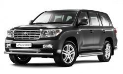 Защита порогов Petroil Tuning из круглой трубы диаметром 63 мм Toyota Land Cruiser  200 (2007-2012) дорестайлинг