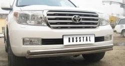 23 999 р. Защита переднего бампера (2 трубыØ63 мм, нержавейка) SLITKOFF  Toyota Land Cruiser  200 (2007-2012) дорестайлинг  с доставкой в г. Кемерово. Увеличить фотографию 1