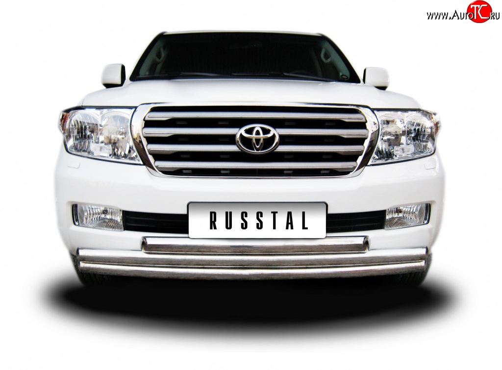 35 949 р. Тройная защита переднего бампера SLITKOFF из труб диаметром по 63 мм  Toyota Land Cruiser  200 (2007-2012) дорестайлинг  с доставкой в г. Кемерово