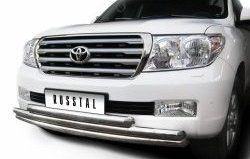 35 949 р. Тройная защита переднего бампера SLITKOFF из труб диаметром по 63 мм  Toyota Land Cruiser  200 (2007-2012) дорестайлинг  с доставкой в г. Кемерово. Увеличить фотографию 2