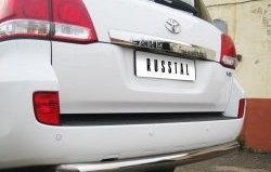 Защита заднего бампера (Ø76 мм, нержавейка) SLITKOFF Toyota Land Cruiser  200 (2007-2012) дорестайлинг