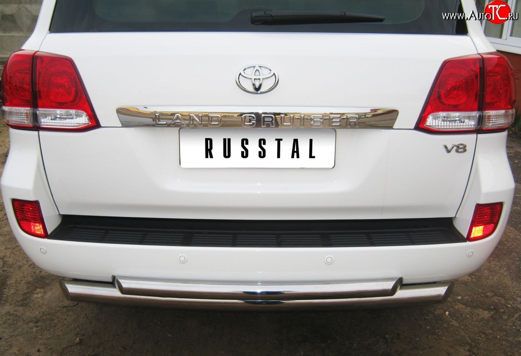 16 449 р. Защита заднего бампера (Ø76 и 63 мм, нержавейка) SLITKOFF  Toyota Land Cruiser  200 (2007-2012) дорестайлинг  с доставкой в г. Кемерово