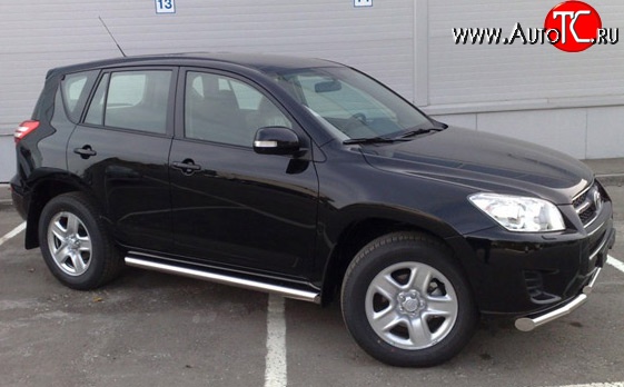 13 499 р. Защита порогов Russtal 76 мм Toyota RAV4 XA30 5 дв. 2-ой рестайлинг (2010-2013) (Защита порогов с со скосами на торцах (вариант 1))  с доставкой в г. Кемерово
