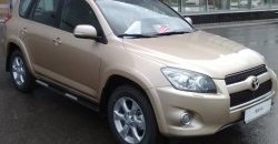 83 999 р. Защита порогов Russtal из трубы d76 мм с пластиковыми вставками для ног Toyota RAV4 XA30 5 дв. удлиненный дорестайлинг (2003-2008) (Защита порогов с со скосами на торцах (вариант 1))  с доставкой в г. Кемерово. Увеличить фотографию 2