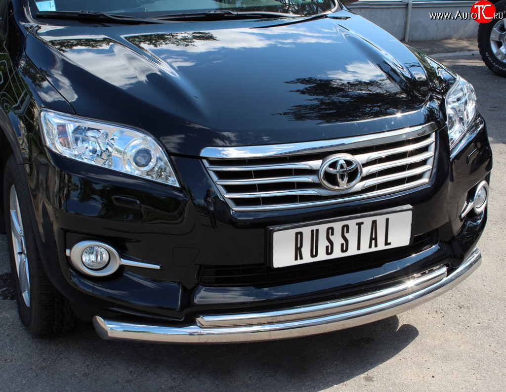 19 999 р. Защита переднего бампера (2 трубыØ76 и 42 мм, нержавейка) SLITKOFF Toyota RAV4 XA30 5 дв. удлиненный 2-ой рестайлинг (2010-2013)  с доставкой в г. Кемерово