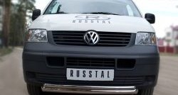 16 999 р. Защита переднего бампера (2 трубыØ63 и 42 мм, нержавейка) SLITKOFF Volkswagen Transporter T5 дорестайлинг (2003-2009)  с доставкой в г. Кемерово. Увеличить фотографию 3