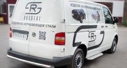 Защита заднего бампера (Ø76 мм, нержавейка) SLITKOFF Volkswagen Transporter  T5 (2003-2009) дорестайлинг