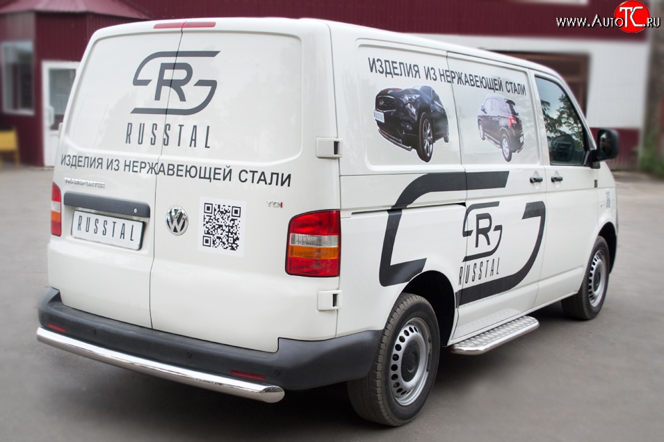 16 599 р. Защита заднего бампера (Ø76 мм, нержавейка) SLITKOFF  Volkswagen Transporter  T5 (2003-2009) дорестайлинг  с доставкой в г. Кемерово