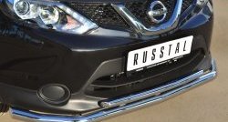 16 849 р. Защита переднего бампера (2 трубыØ63 и 42 мм, нержавейка) SLITKOFF  Nissan Qashqai  2 (2013-2019) J11 дорестайлинг  с доставкой в г. Кемерово. Увеличить фотографию 2
