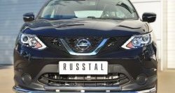 Защита переднего бампера (2 трубыØ63 и 42 мм, нержавейка) SLITKOFF Nissan Qashqai  2 (2013-2019) J11 дорестайлинг