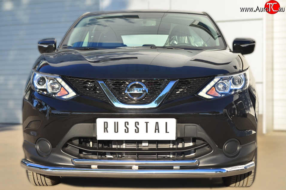 16 849 р. Защита переднего бампера (2 трубыØ63 и 42 мм, нержавейка) SLITKOFF  Nissan Qashqai  2 (2013-2019) J11 дорестайлинг  с доставкой в г. Кемерово