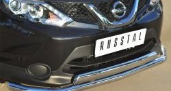 13 499 р. Защита переднего бампера (2 трубыØ75х42 и 63 мм, нержавейка) Russtal Nissan Qashqai 2 J11 дорестайлинг (2013-2019)  с доставкой в г. Кемерово. Увеличить фотографию 2