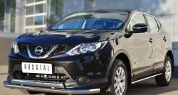 13 499 р. Защита переднего бампера (2 трубыØ75х42 и 63 мм, нержавейка) Russtal Nissan Qashqai 2 J11 дорестайлинг (2013-2019)  с доставкой в г. Кемерово. Увеличить фотографию 4