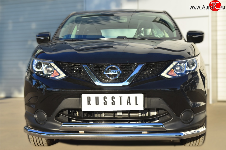 13 499 р. Защита переднего бампера (2 трубыØ75х42 и 63 мм, нержавейка) Russtal Nissan Qashqai 2 J11 дорестайлинг (2013-2019)  с доставкой в г. Кемерово