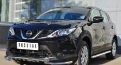 21 899 р. Защита переднего бампера (Ø42 мм с зубами, нержавейка) SLITKOFF  Nissan Qashqai  2 (2013-2019) J11 дорестайлинг  с доставкой в г. Кемерово. Увеличить фотографию 2