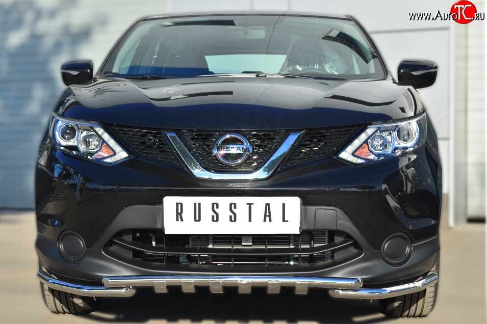 21 899 р. Защита переднего бампера (Ø42 мм с зубами, нержавейка) SLITKOFF  Nissan Qashqai  2 (2013-2019) J11 дорестайлинг  с доставкой в г. Кемерово