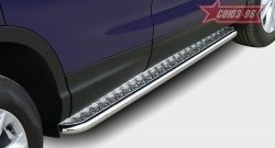 Защита порогов с листом Souz-96 (d42). Nissan Qashqai  2 (2013-2019) J11 дорестайлинг