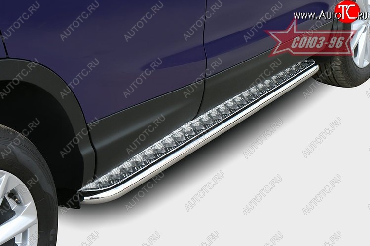11 474 р. Защита порогов с листом Souz-96 (d42).  Nissan Qashqai  2 (2013-2019) J11 дорестайлинг  с доставкой в г. Кемерово