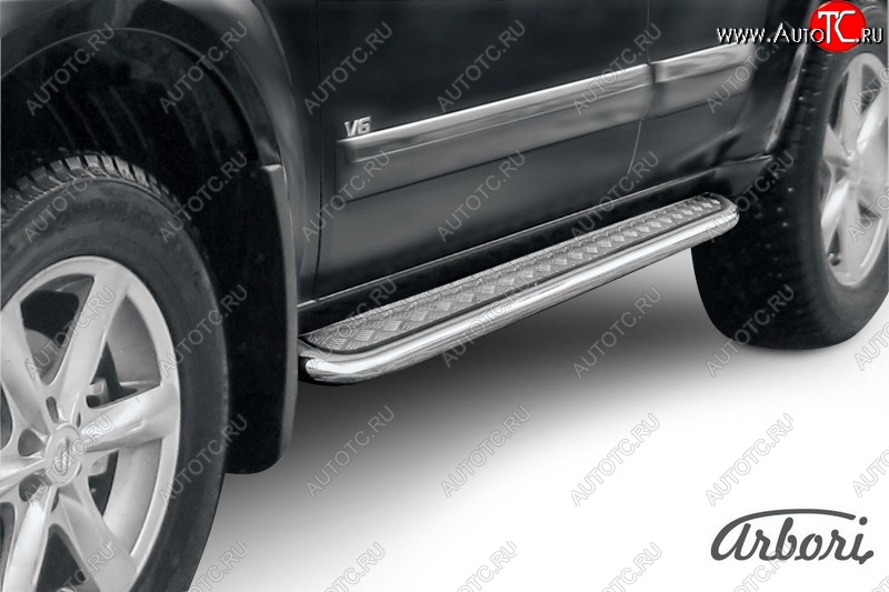 14 219 р. Защита штатных порогов с листом Arbori (нержавейка, алюминий, d57)  Nissan Pathfinder  R51 (2009-2014) рестайлинг  с доставкой в г. Кемерово
