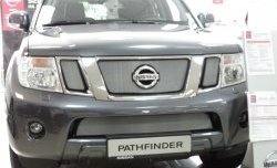 Нижняя сетка на бампер Russtal (хром) Nissan Pathfinder R51 рестайлинг (2009-2014)
