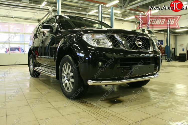 17 639 р. Защита переднего бампера одинарная Souz-96 (d76) Nissan Pathfinder R51 рестайлинг (2009-2014)  с доставкой в г. Кемерово
