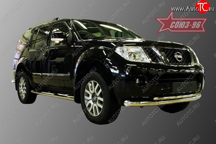 23 669 р. Защита переднего бампера двойная Souz-96 (d76/42) Nissan Pathfinder R51 рестайлинг (2009-2014)  с доставкой в г. Кемерово