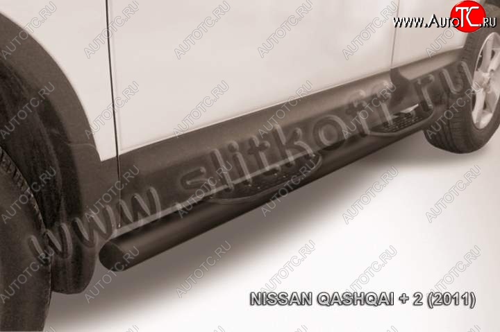 13 599 р. Защита порогов Slitkoff Nissan Qashqai +2 1 J10 рестайлинг (2010-2014) (Цвет: серебристый)  с доставкой в г. Кемерово