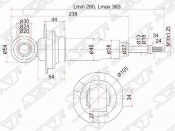 2 279 р. Левый амортизатор задний SAT  Nissan AD  Y11 - Wingroad  2 Y11  с доставкой в г. Кемерово. Увеличить фотографию 1