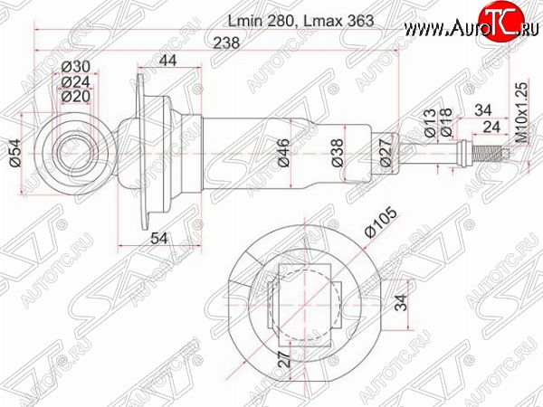 2 279 р. Левый амортизатор задний SAT  Nissan AD  Y11 - Wingroad  2 Y11  с доставкой в г. Кемерово