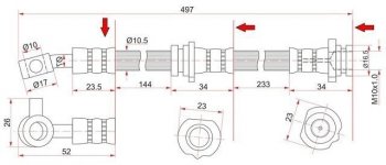 489 р. Тормозной шланг SAT (левый)  Nissan AD  Y11 - Wingroad  2 Y11  с доставкой в г. Кемерово. Увеличить фотографию 1